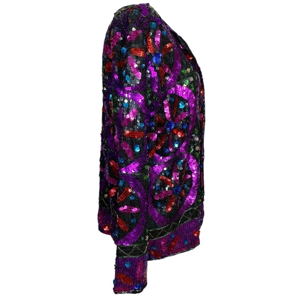 Unbranded Vintage Colorful Sequin Women's Silk Blazer - Picture 3 of 13